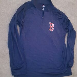 Majestic Boston Red Sox Navy Long Sleeve 1/4 Zip Pullover Mens XL NWOT